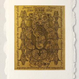 etching monoprint with gold leaf